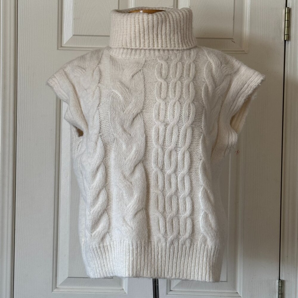Women's Apricot Lane She + Sky Sleeveless Turtleneck Cable Knit Boxy Sweater